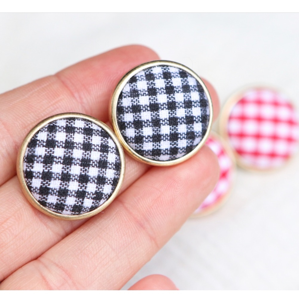 Gingham Stud Earrings